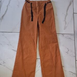 Anthropologie Maeve Rust Wide-Leg Pants with Black Drawstring